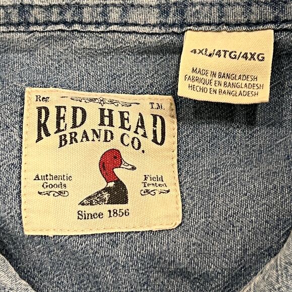 Fishing Shirt - Mens 4XL- Blue Denim Look - 100% Cotton - Embroidered Fish- SS - Picture 3 of 10